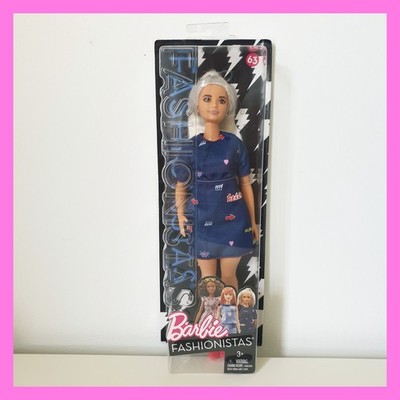 Barbie Fashionistas Platinum Pop #63 Doll Curvy White Hair Malibu DYY93 2016