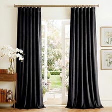 Black Out Velvet Curtains 84" Length 2 Panels for Bedroom and Living Room, En...