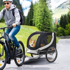 Dog Bike Trailer Pet Cat Carrier for Small Medium Puppy Travel W/ Hitch Coupler