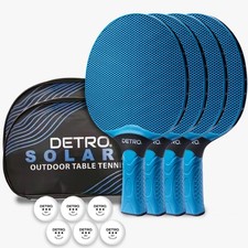 DETRO 4 Player Outdoor Table Tennis Set Weatherproof Paddles, 6  Balls  &  Cases