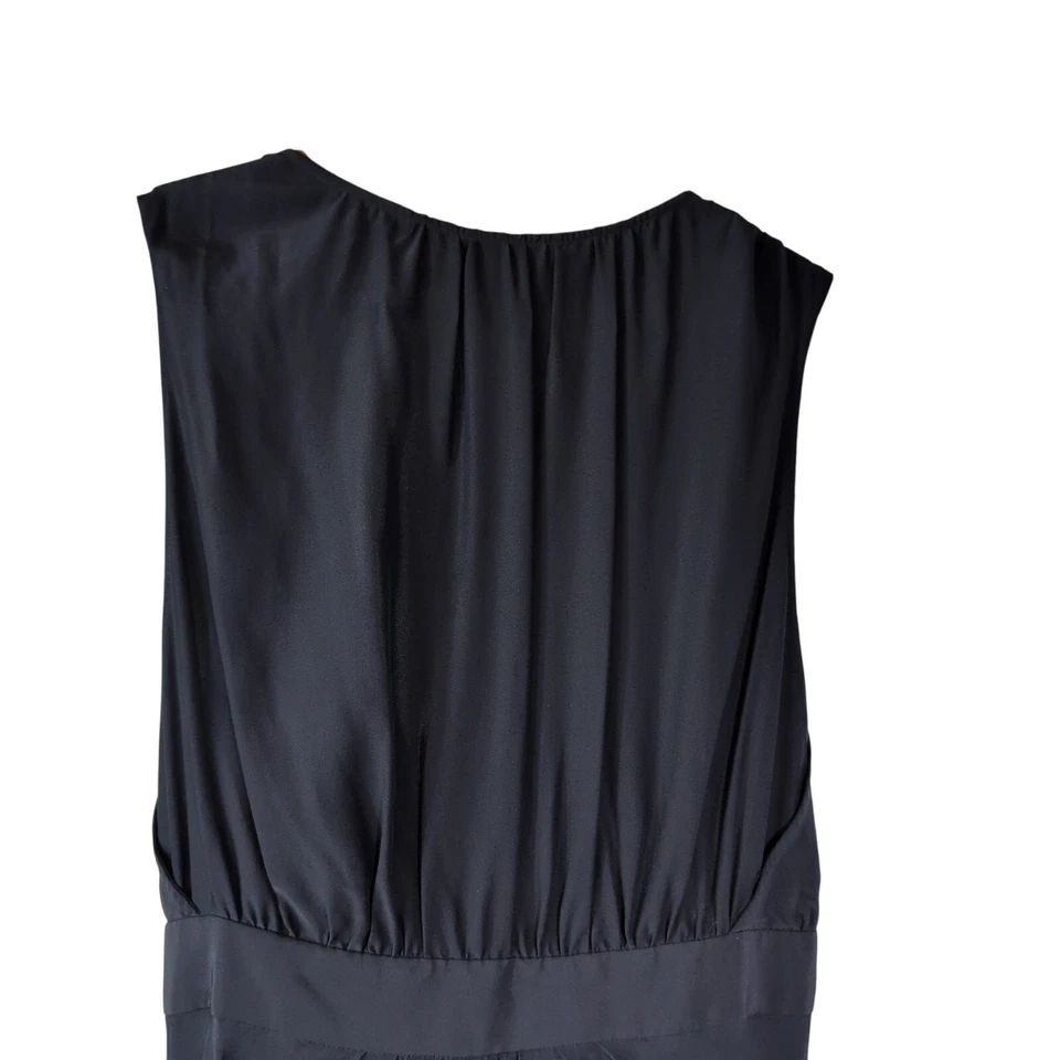 100% Silk Ali Ra Navy Faux Wrap Romper Jumpsuit Sz 4 by Donna Morgan Elegant - Image 4 of 4