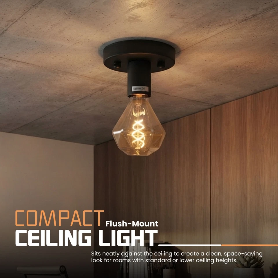 industrial ceiling light e27 semi flush mount light metal light for living room 