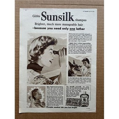 SUNSILK SHAMPOO - Vintage MEMORABILIA - Original Werbung von 1955 - super für eine 