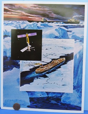 NASA Photo Litho vtg SEASAT A Spacecraft JPL #1 Sea Ice 11'' x 8.5'' Color!