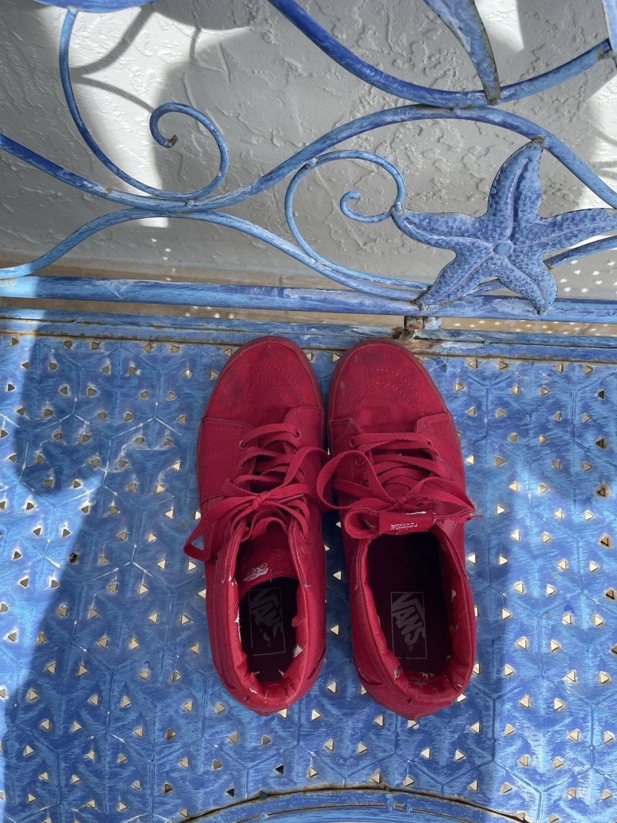 Scarpe da skateboard Vans Off The Wall uomo TAGLIA 10 rosse sneakers sportive stringate