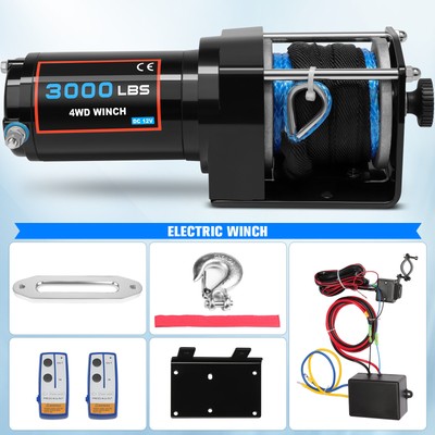 ECCPP 3000LBS Electric Winch Towing Truck Trailer 12M Synthetic Rop Off Road 12V