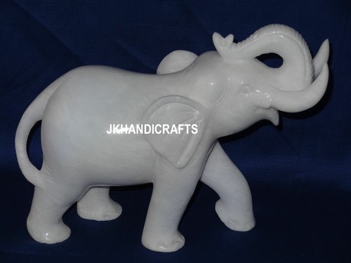 5" Natural Marble Elephant Statue Sculpure African Art Safari Outdoor Arts Gifts - Imagen 3 de 4