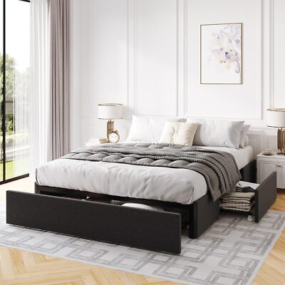 ベッドフレーム 160cm bed frame with drawers s-l400.jpg