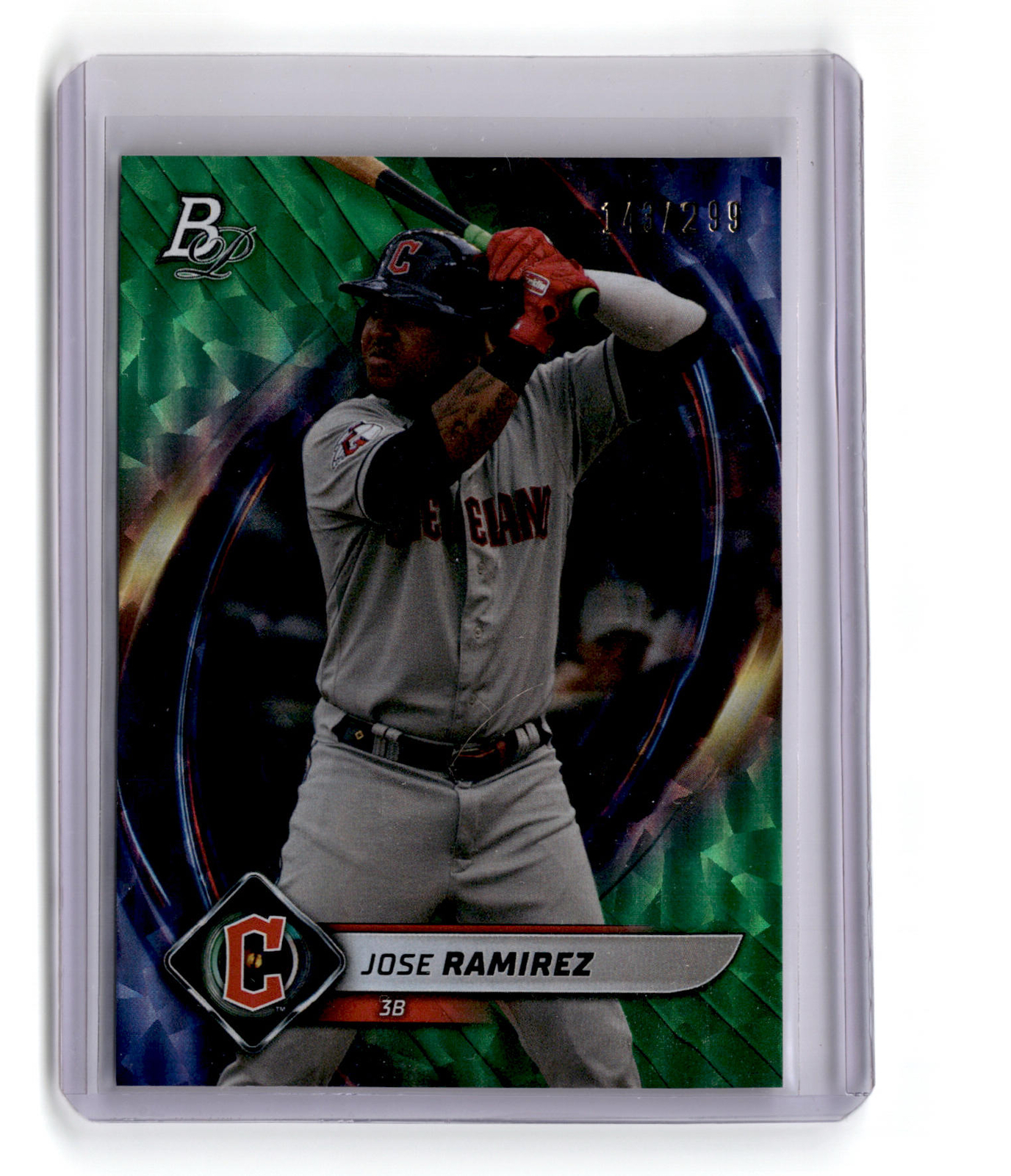 Jose Ramirez 2022 Bowman Platinum #84 Emerald Ice Foilboard /299 Guardians