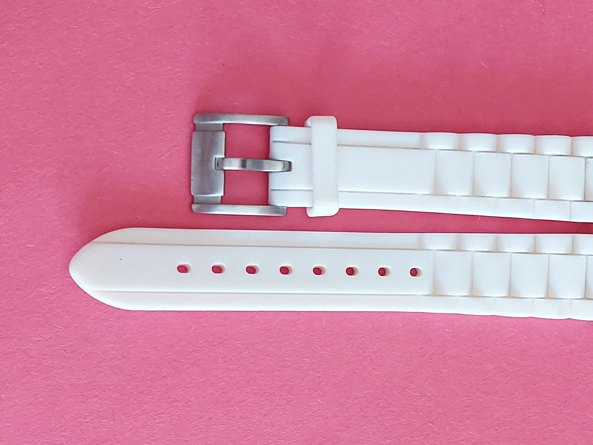 Fossil authentic 1x 2pc white Rubber 18mm easy relise watch strap