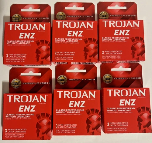 Trojan Red ENZ Non-Lubricated Premium Condom 3 ct. each Pack of 12 Total 36 Pcs
