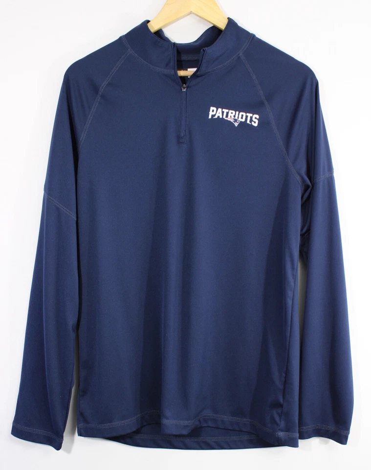 NFL Team Apparel New England Patriots Quarter Zip Blue Pullover Shirt Medium - Image 2 of 4