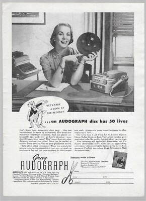 Gray Manufacturing Co Audograph Discs & Statler Hotels 1951 Vintage Print Ads