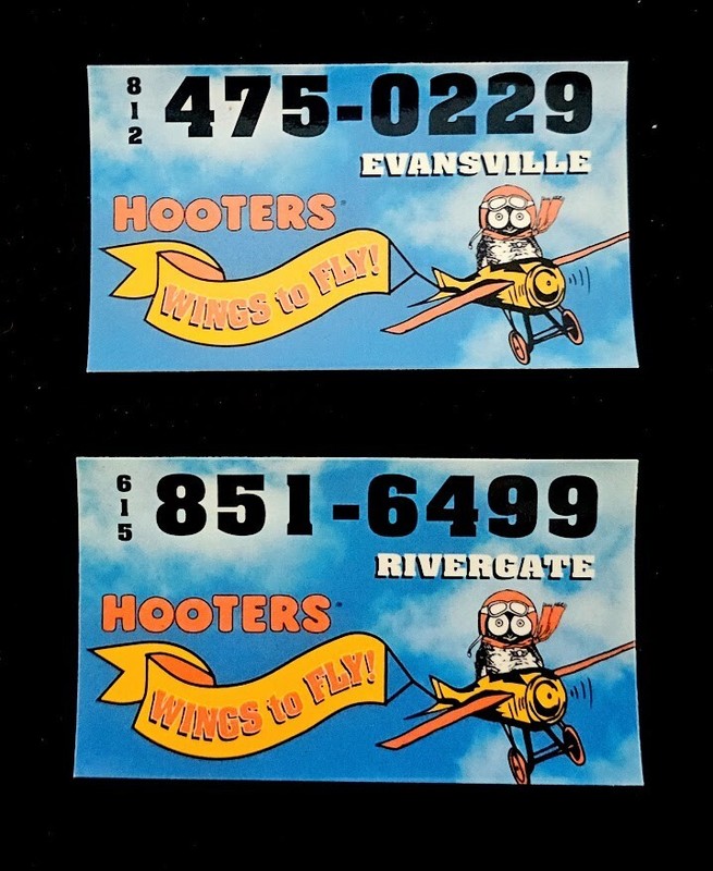 Vtg Hooters Wings to Fly Magnet Rivergate TN Evansville IN To Go airplane Promo