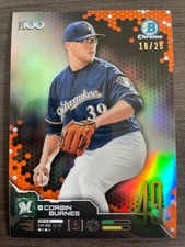 2019 Bowman Chrome Corbin Burnes Scouts Top 100 RC Orange Refractor serial /25