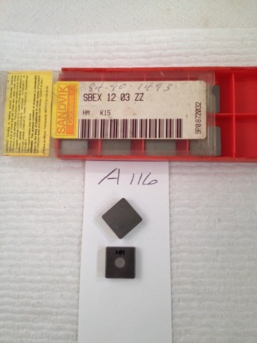 10 INSERTS CARBURE SANDVIK SBEX 12 03 ZZ NEUFS GRADE : PACK USINE HM K15 {A116}