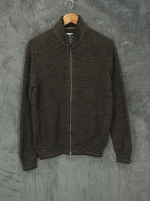 Camel Active Jumper Mens Medium Brown Full Zip Cardigan Cotton Knit Jacket Y2K