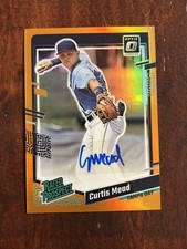 2023 Donruss Optic Rated Prospect Signatures Orange Prizm /85 Curtis Mead Auto
