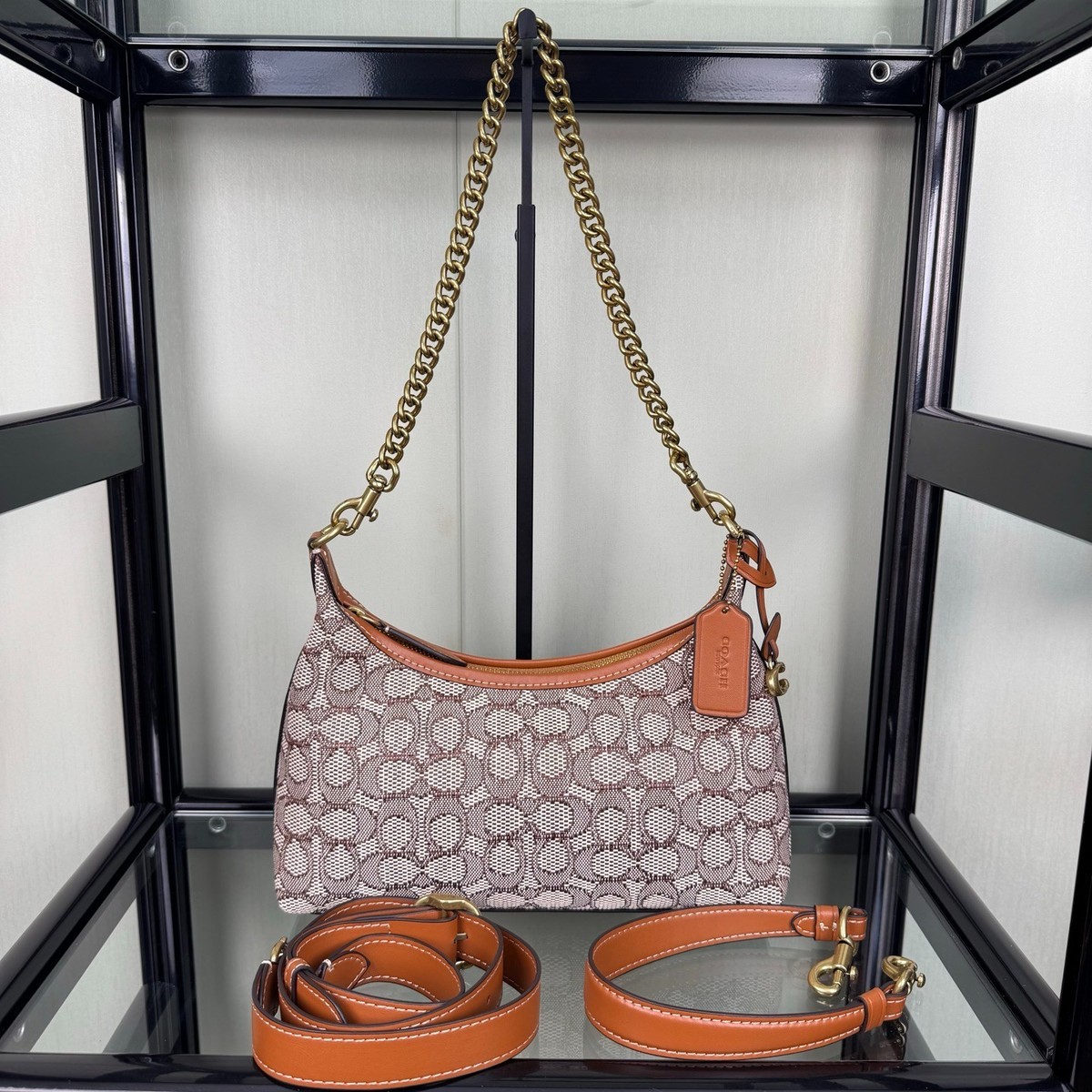 COACH CY830 Juliet Shoulder Bag 25 Jacquard/Leather Light Purple