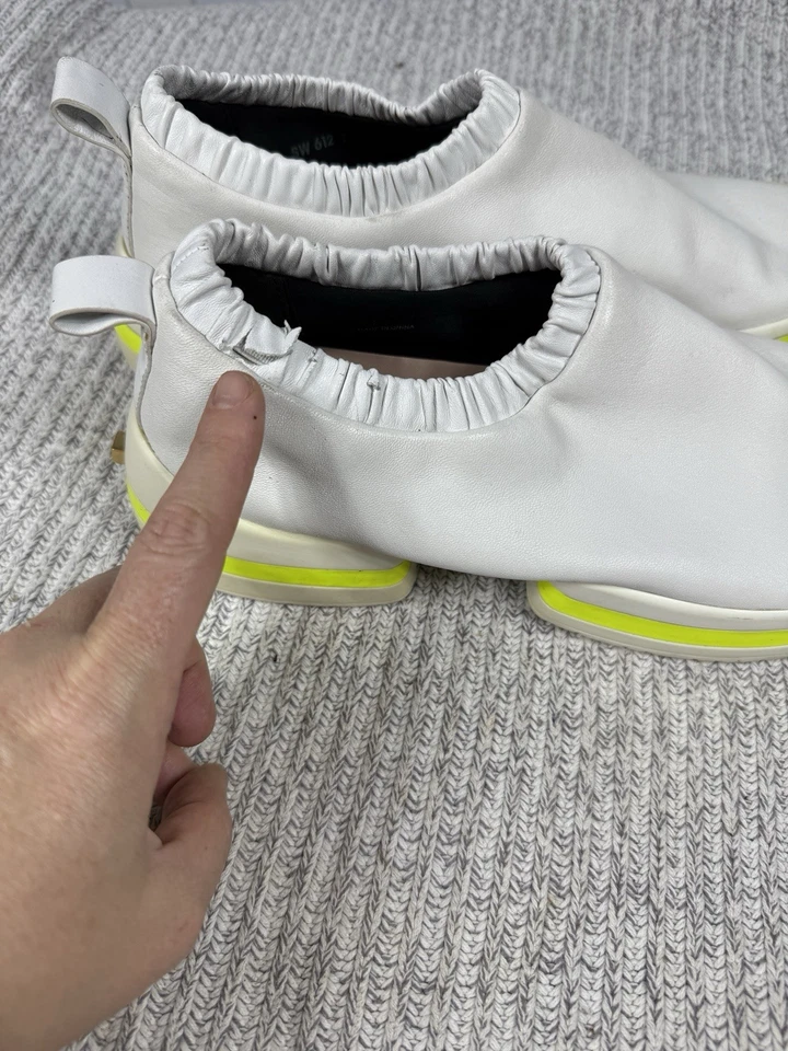 Stuart Weitzman BLANCO NEÓN Cuero Tenis Correr Caminar Sin Cordones EE. UU. 11 Foto 3 de 4