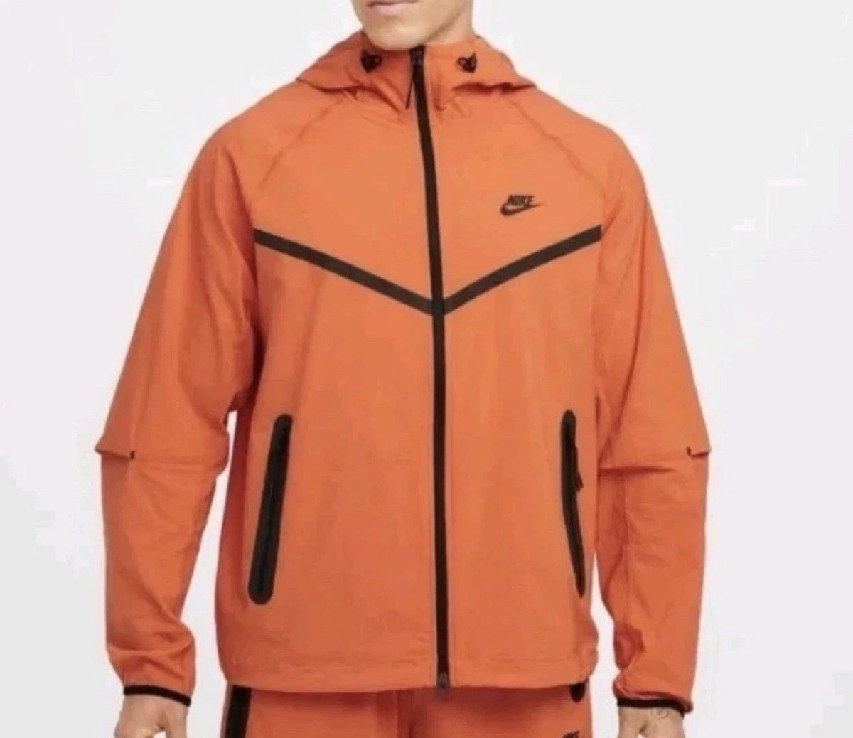 Nike Tech Woven Full Zip Orange Windbreaker Jacket Men's Size