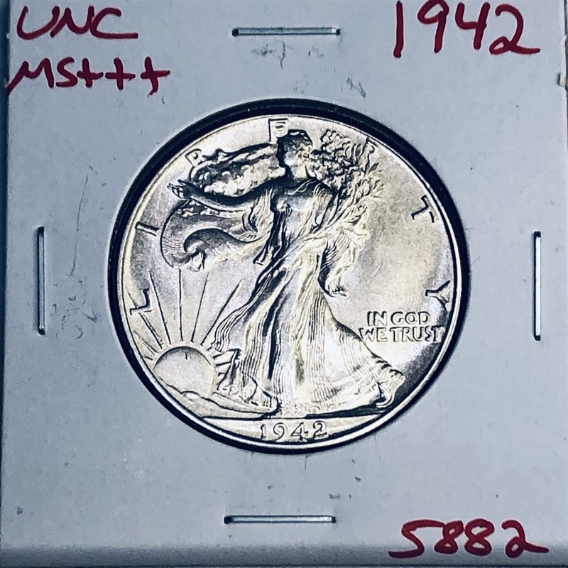 1942 BU GEM WALKING LIBERTY SILVER HALF UNC MS+++ U.S. MINT RARE COIN 5882