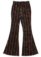 Urban Outfitters Striped Flare Pants Crushed Velvet Stretch Retro Womens Medium