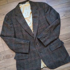 Vtg Polo Ralph Lauren University Club Blazer Brown Herringbone Tweed Wool 42R