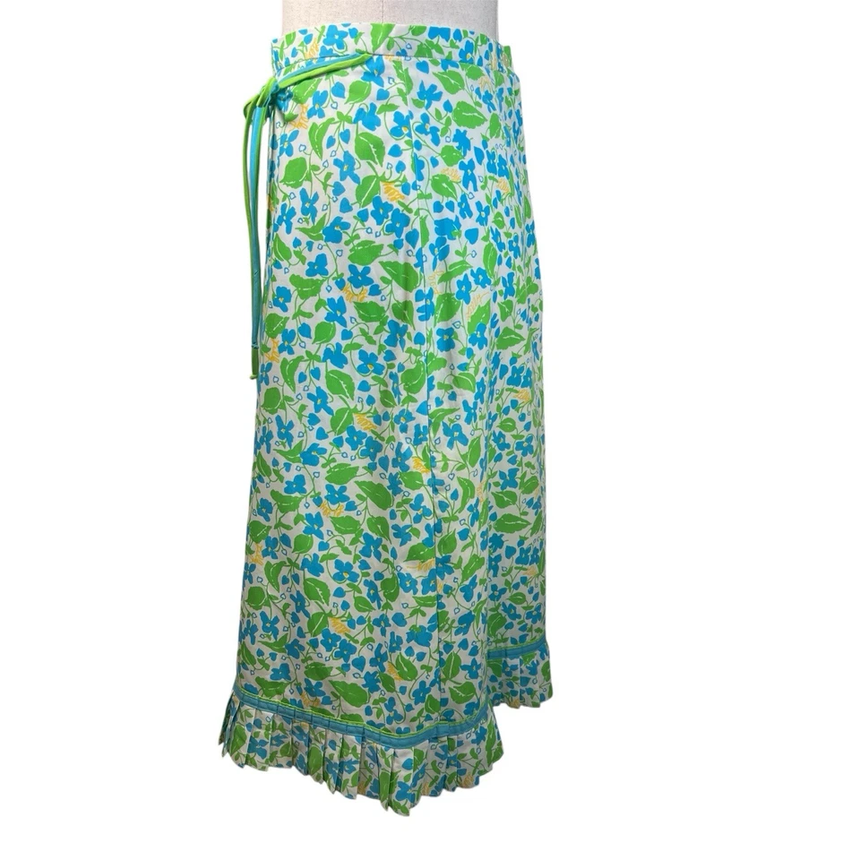 The Lilly Skirt Lilly Pulitzer 60's Label Size 6 Blue Green Floral Print Vintage - Image 3 of 4