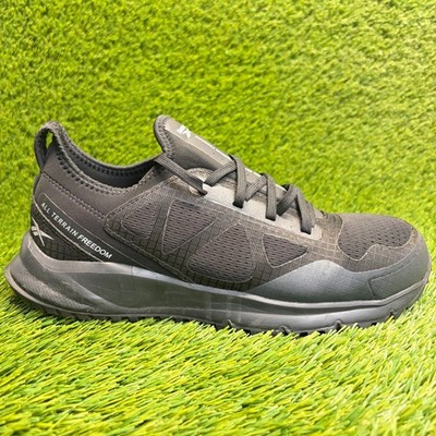 Reebok All Terrain Mens Size 9 Black Slip Resistant Steel Toe Safety Work Shoes