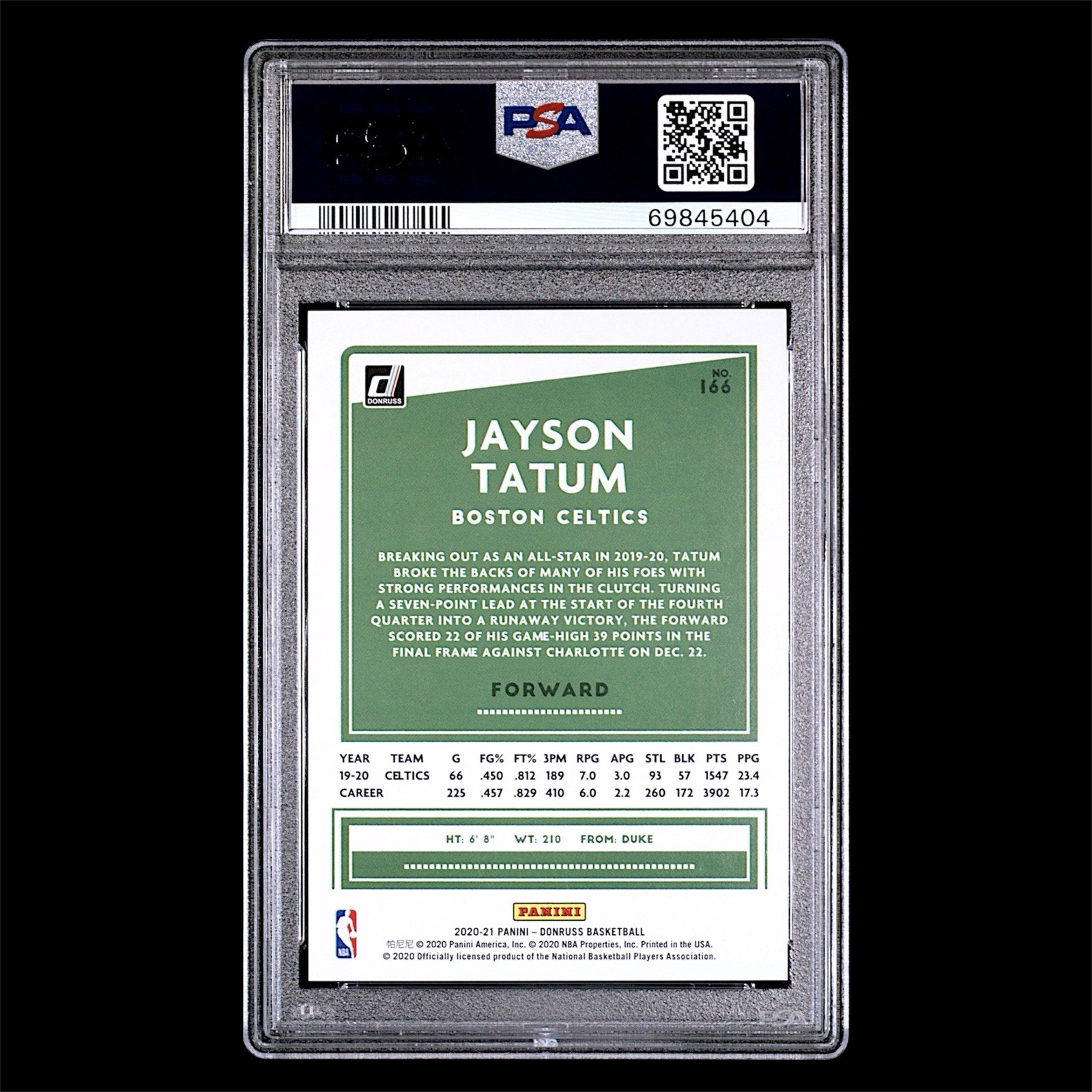 /99 Jayson Tatum 2020-21 Panini Donruss Red Laser Choice Prizm PSA 10 GEM MINT view 3