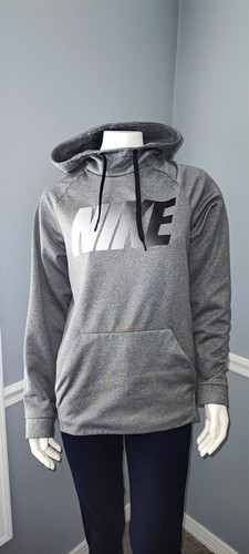 Nike Men's S Gray/White Pullover Hoodie Fleece Polyester Graphic Print Pockets