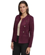 Tommy Hilfiger NWOT Women's Collarless Open-Front Blazer burgundy Red Size S NEW