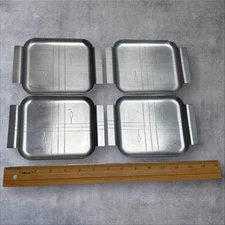 Set of 4 Vintage Stainless Steel Revere Snack Trays Plates Rome NY Art Deco