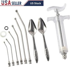20ml Syringe Set W/ 6 Feeding Tubes 2 Stainless Steel Spoons Bird Feeding New