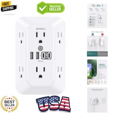 Multi-Plug Surge Protector with 6 AC Outlets & Smart USB Charging Ports