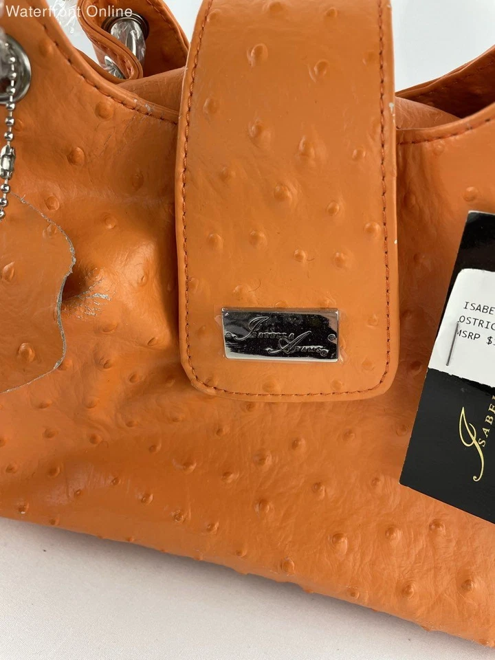Isabella Adams Orange Ostrich Embossed Hobo Bag NWT - Image 2 of 4