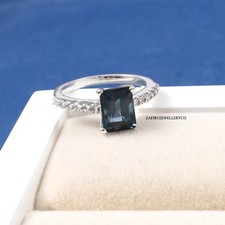 London Blue Topaz Ring, 925 Sterling Silver, Birthstone Ring, Purpose Ring