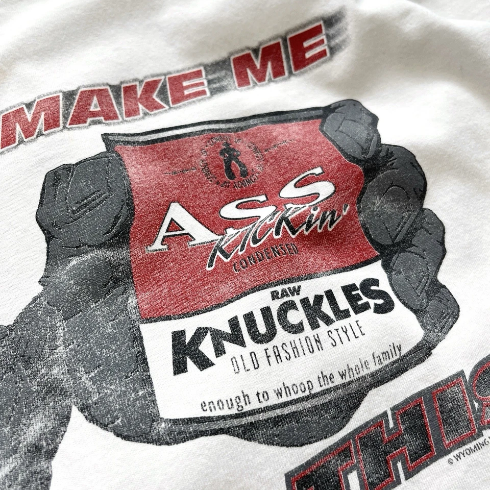 Vtg 90s Cowboy Up Can of Whoop Ass Shirt, Big Logo, Western USA Country XL Funny - Image 4 of 4