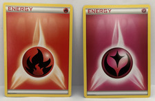 SET of 2: 2013 Pokemon Fairy Energy XY & 2013 Pokemon Energy Fire Cards w/covers