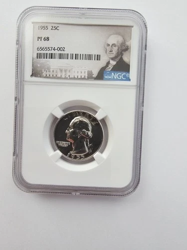 SILVER 1955 PF68 P MINT WASHINGTON QUARTER NGC GRADED 25C 90% AG COIN!