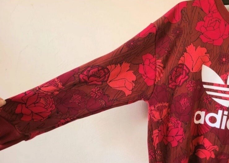 Women's Adidas Originals Red Floral Sweatshirt And Leggings Set XS