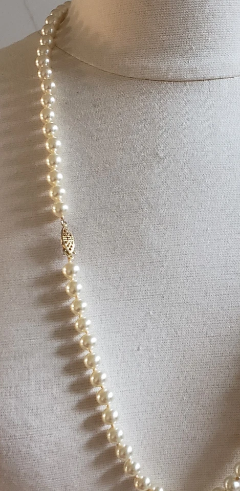 Collar Perlas Japonesas De Colección 18" Largo Chapado en Oro Cierre Italiano Estilo Años 80 Foto 3 de 4