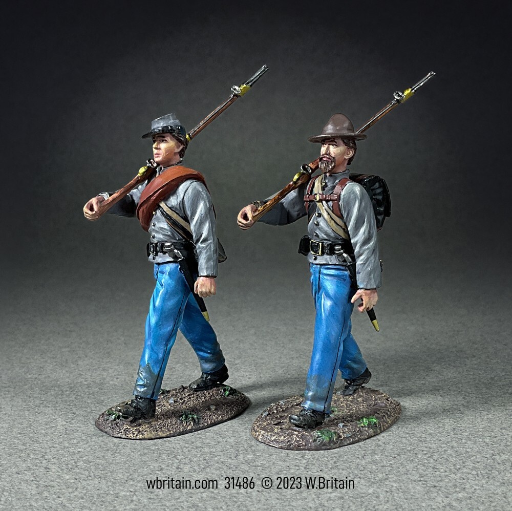 BRITAINS 31486 - “Forward March” Two Confederate Infantry Marching Diecast Metal