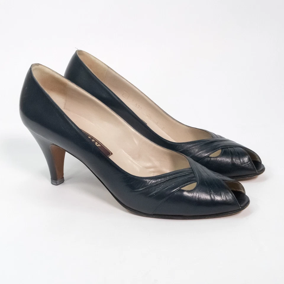 Zapatos de tacón Bally hechos en Italia azul marino para mujer talla 9S Foto 3 de 4