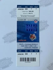 2008 Cincinnati Bengals Indianapolis Colts Ticket 12/7/08 P Manning 3 TDs