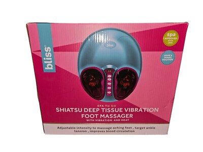 Bliss Spa To Go Shiatsu Deep tissue Vibration & Heat Foot Massager Blue/Pink