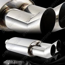 3" DTM Style Dual Tip T-304 Stainless 2.5" Inlet Exhaust Muffler Universal