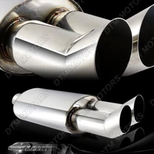 3" DTM Style Dual Tip T-304 Stainless 2.5" Inlet Exhaust Muffler Universal