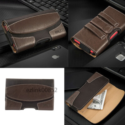 Leather Mobile Phone Belt Holster Pouch Case Cover For Apple Samsung Cell Phone
